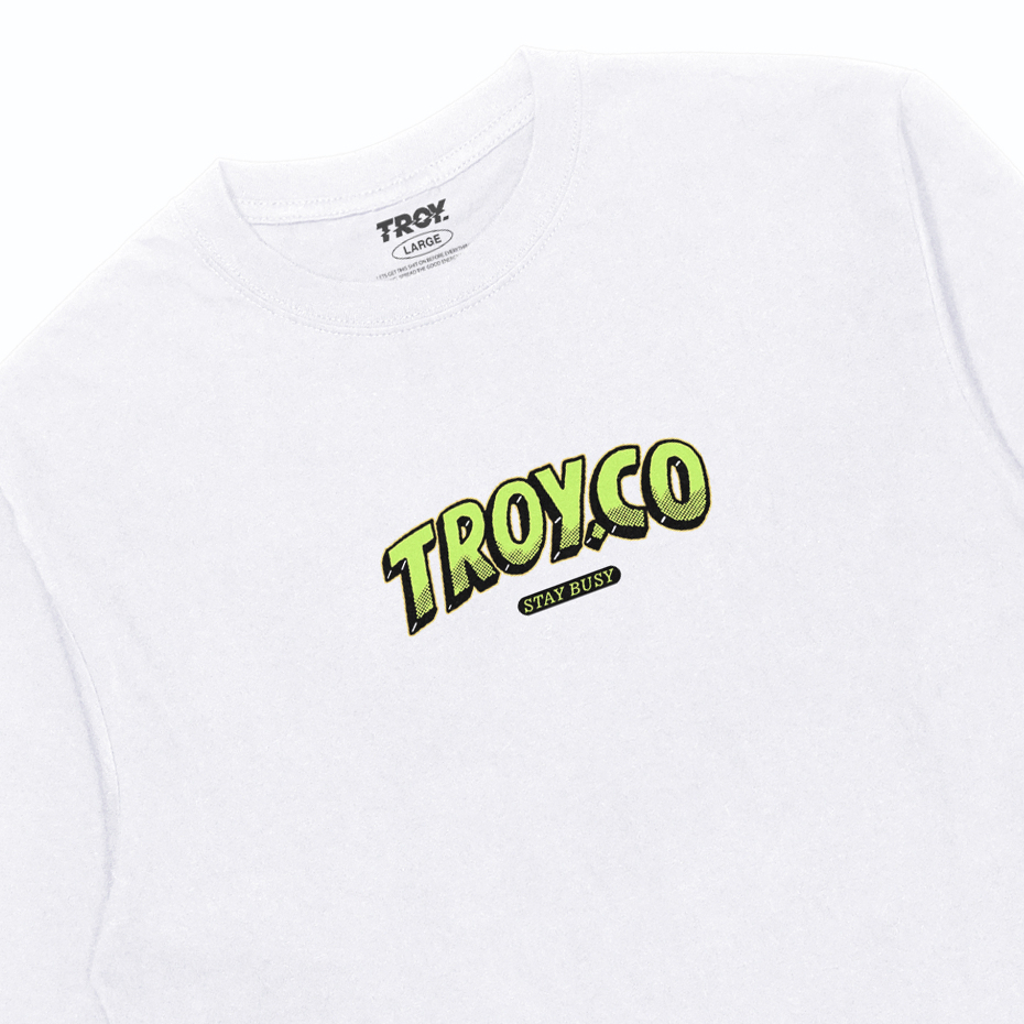 Troy Company Longsleeve Tshirt White Neon - Kaos Lengan Panjang Putih LS 2829