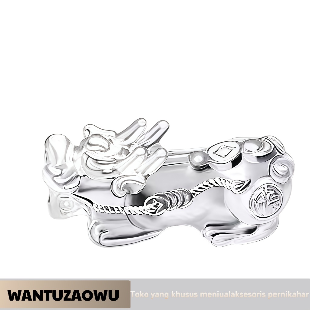 [WANTUZAOWU] 925 perak sterling Pixiu asli Qilin aksesoris gelang kalung liontin gantungan kunci DIY