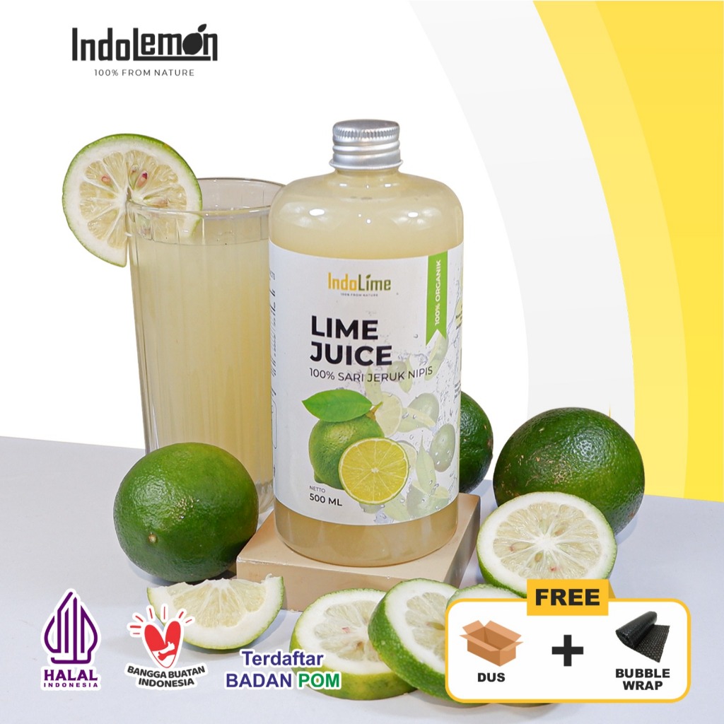 INDOLEMON - Sari Jeruk Nipis Murni 500ml / Pure Lime Juice 500ml / Jeruk Nipis Peras Murni