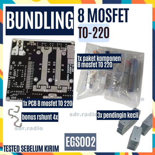 Siap Solder Rakit Bundling PCB Inverter 8 Mosfet TO 220 PSW Pure Sine Wave 1000W 1KVA EGS002 LF Bonu