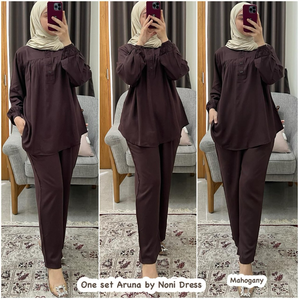 Daster Arab NONI ARUNA One Set Piyama Twill Premium By Noni Dress