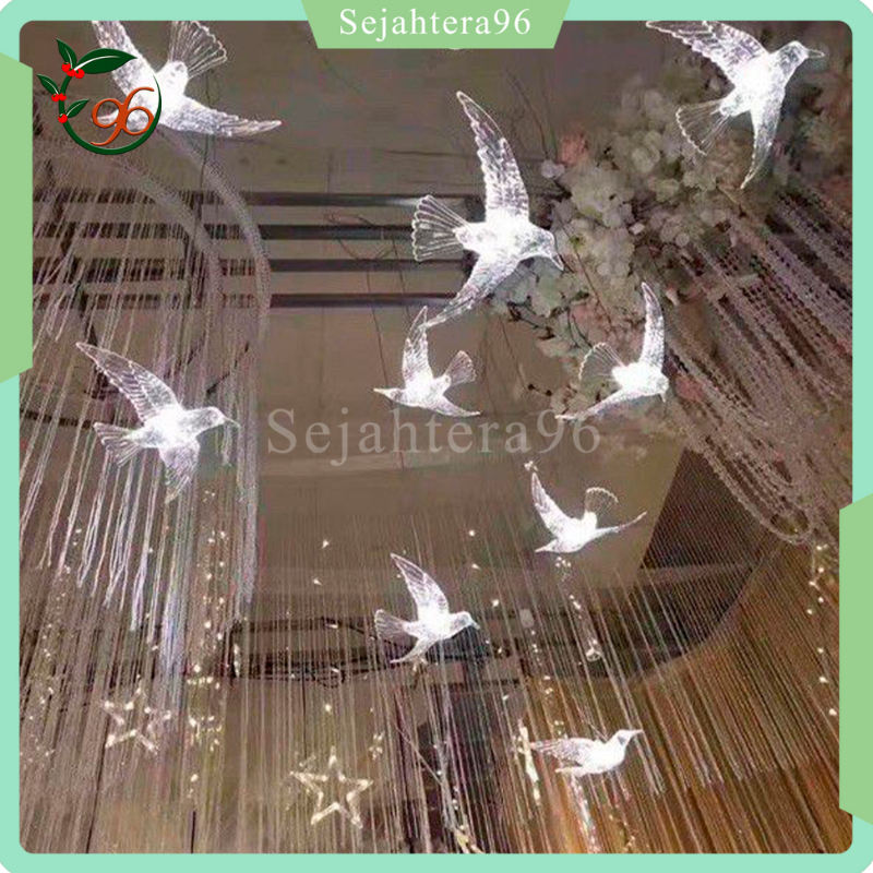 Lampu Burung Akrilik Burung Plastik Dekorasi Hias Gantung LED Dekorasi Wedding Plastik Acrylic
