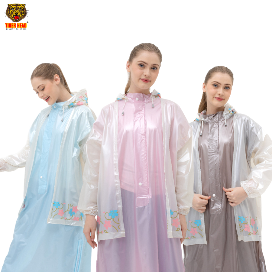 TIGER HEAD Jas Hujan Wanita Gamis Wanita Lucu Pink Pastel Hime - 70080 Anti Rembes