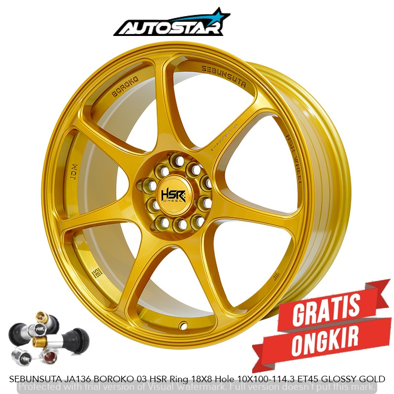 VELG MOBIL RACING HSR SEBUNSUTA R18 GOLD PAS BUAT MOBIL FT86 SUBARU HRV WRV CRV INNOVA CAMRY CIVIC