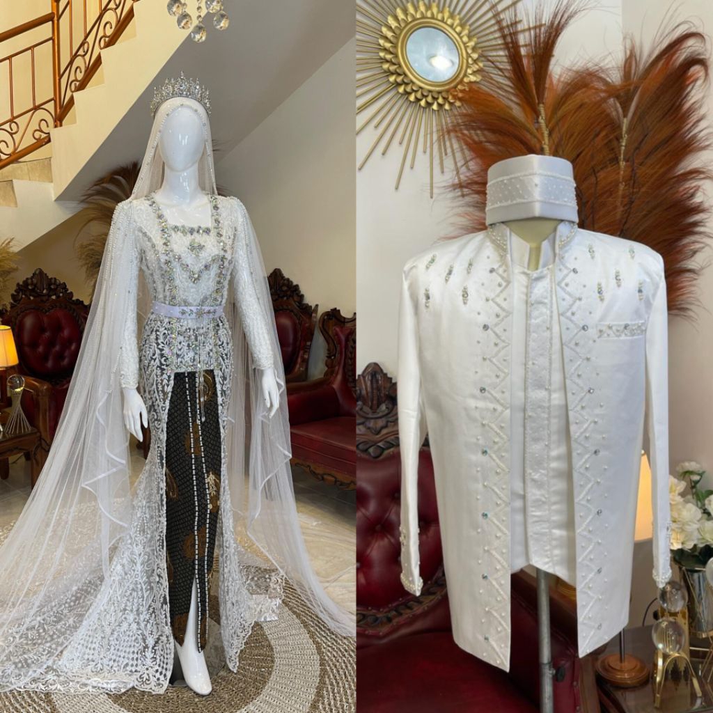 Sepasang kebaya pengantin akad | kebaya pengantin akad | kebaya pengantin akad putih | kebaya pengan