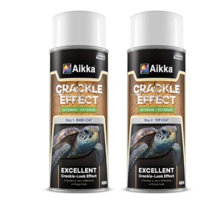 AIKKA Crackle Effect Paint Black 400 Ml Tin Spray Excellent Crackle Effect 2K Clear Coat / Cat Retak