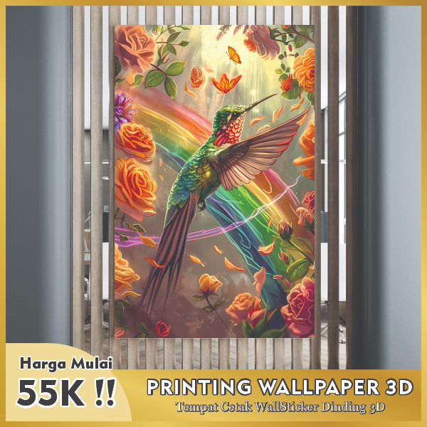 Stiker dinding burung aestethic, printing wallpaper dinding 3d, BANTING HARGA