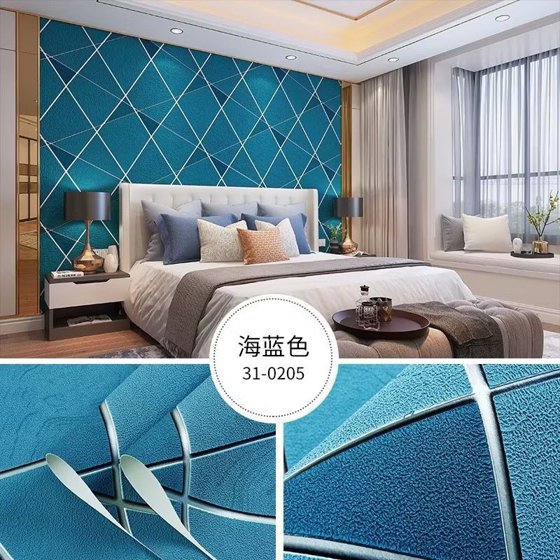 Wallpaper Dinding Anti Air Vpc Marmer/Keramik Deep Blue Elegan 8 x45cm