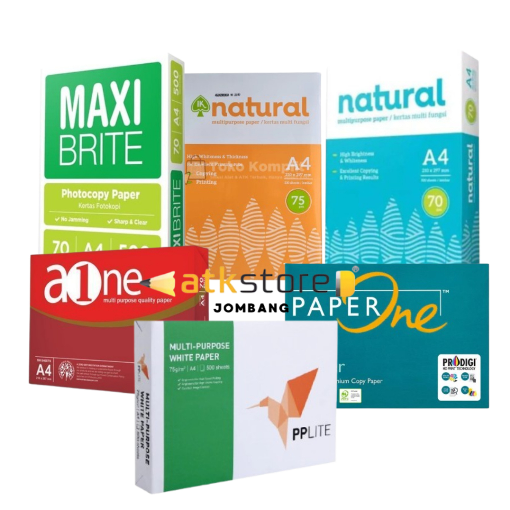 KERTAS HVS A4 70GSM 1 RIM PP LITE MAXIBRITE BMO PAPERONE NATURAL 75GSM