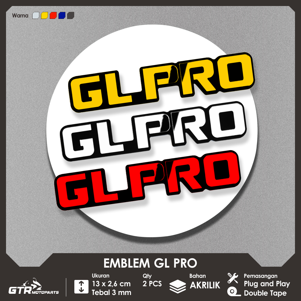 GTR Emblem GL Pro 2 PCS Timbul 3D Aksesoris Motor Honda GL Pro