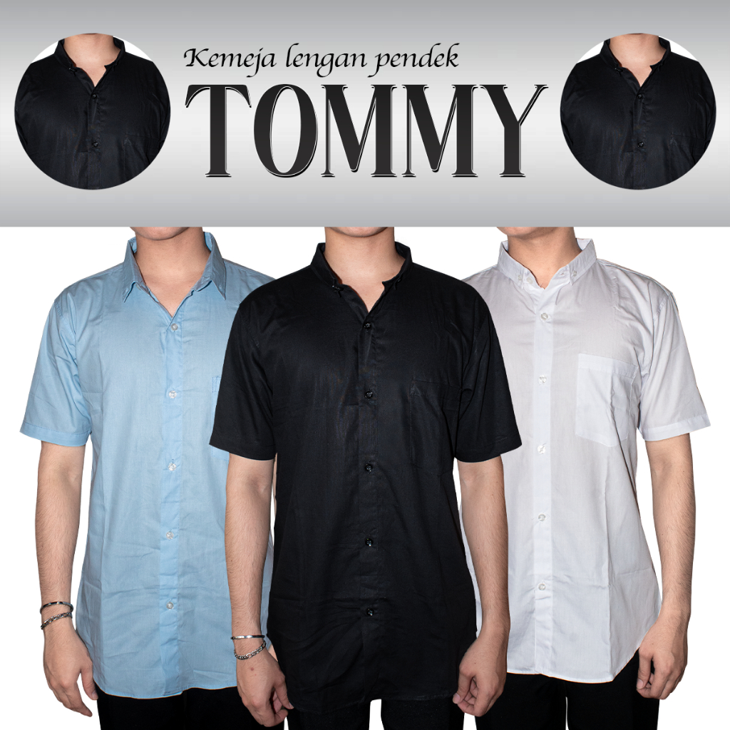 FortKlass kemeja Polos TOMMY PENDEK Pria Lengan Pendek Kemeja Cowok Formal Kemeja Kantor