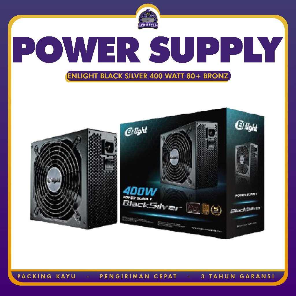 PSU Enlight Black Silver 400 Watt 80+ Bronze Power Supply