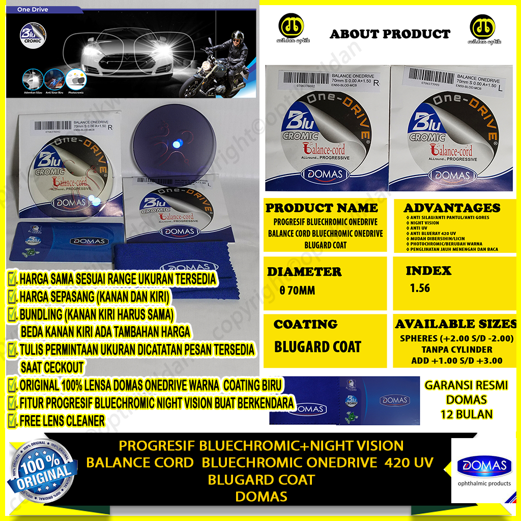DOMAS PROGRESIF ONEDRIVE BALANCE CORD BLUECHROMIC ONEDRIVE 420 UV BLUGARD COAT