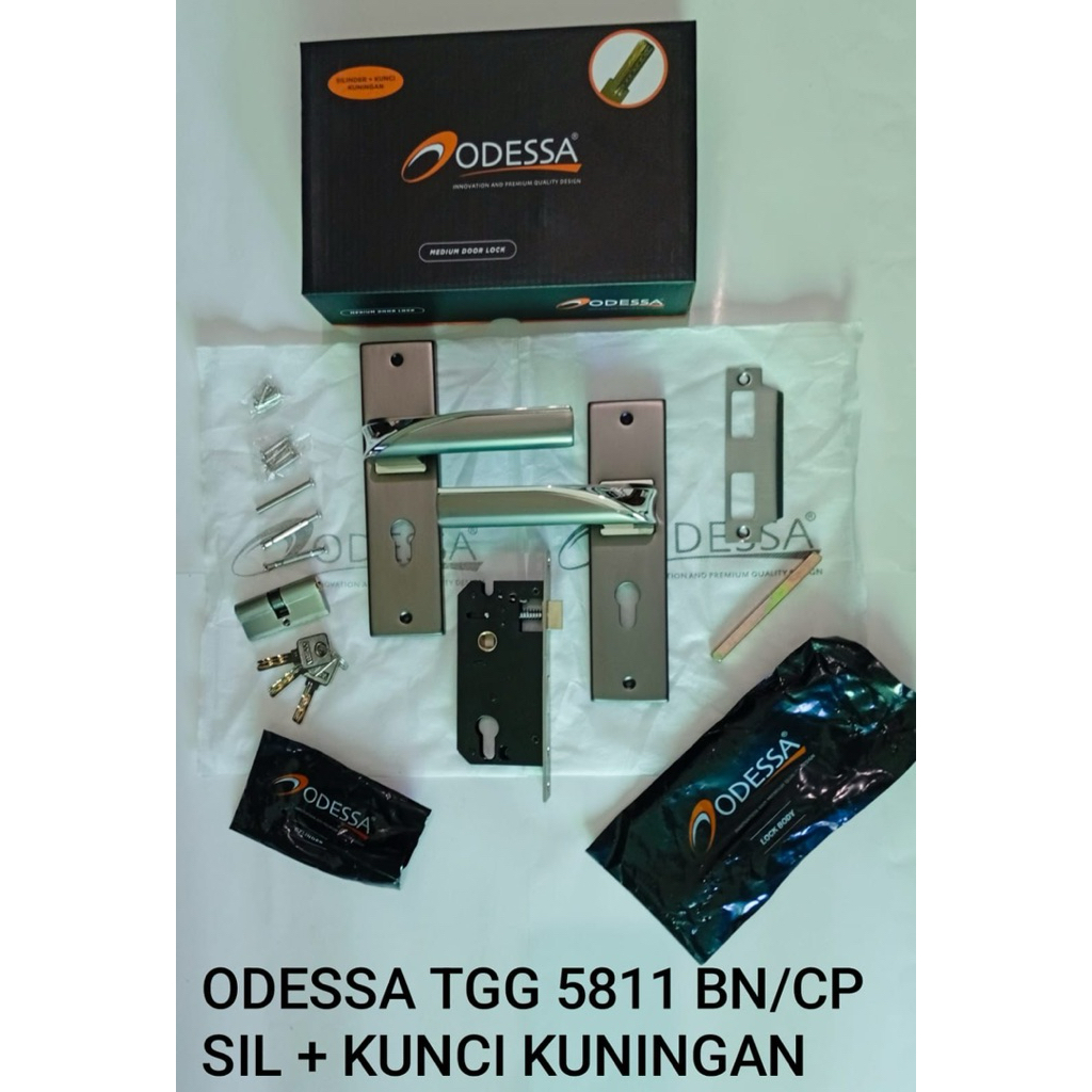 ODESSA Tanggung Handle Kunci pintu [ 1 Set ] Black  Premium Gagang Kunci Pintu Mewah