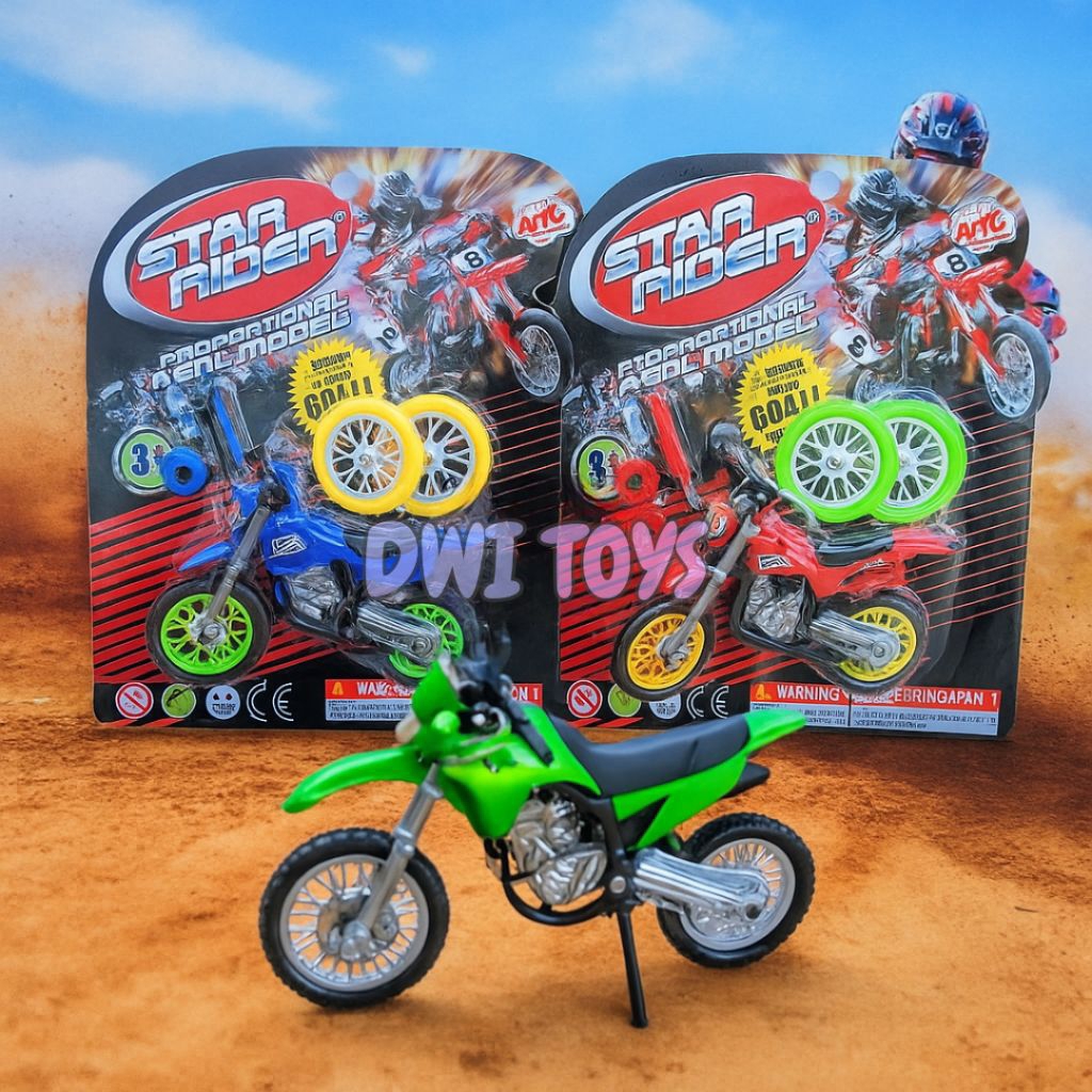 Mainan Anak Motor Cross Star Rider Mainan Motor Trail Lengkap Dengan Obeng Dan Ban Mainan Motor Mura