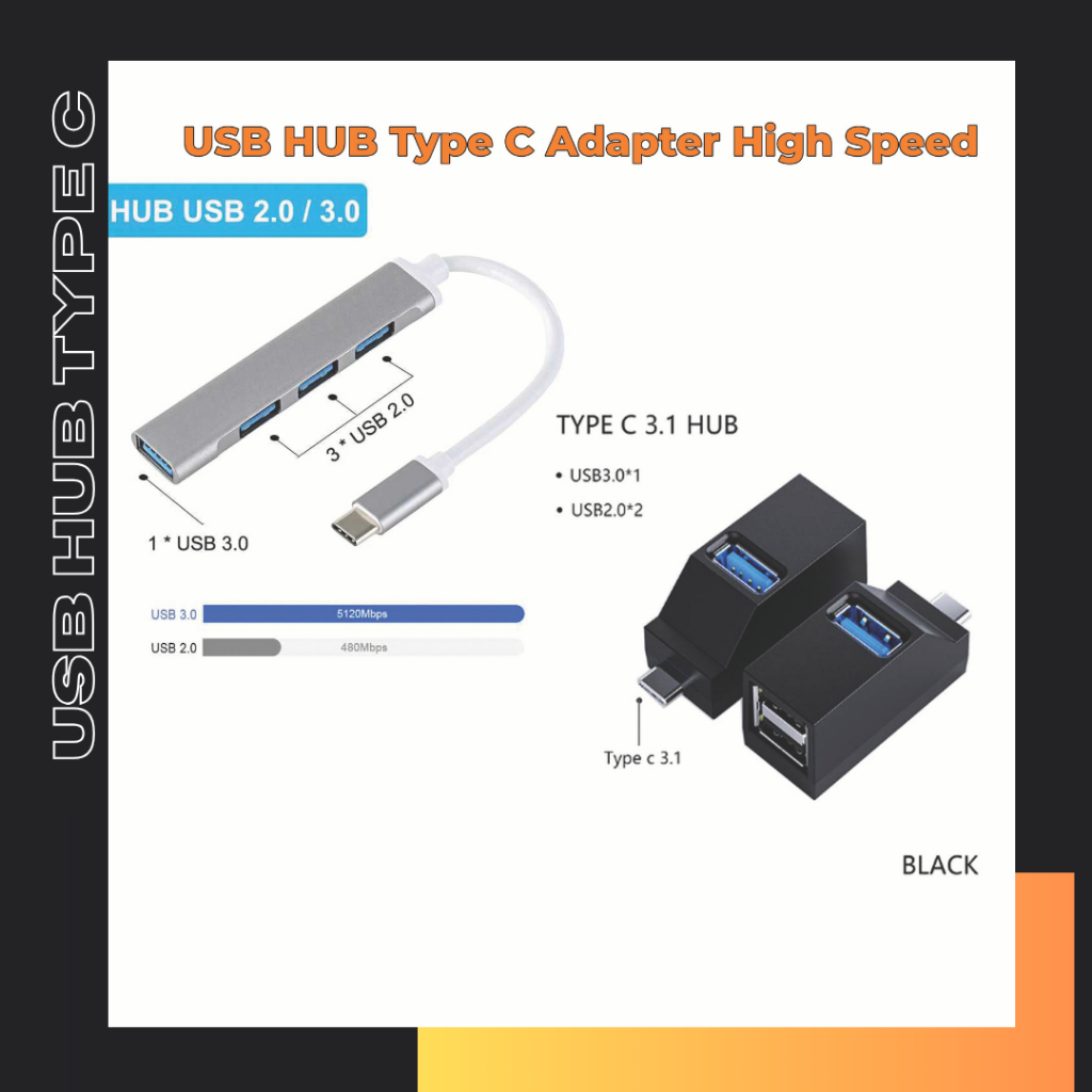 USB HUB Type C Adapter High Speed
