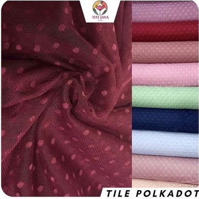 Tile Dott Streatch Halus Kain Tile Polkadot Bahan Kebaya Jahit