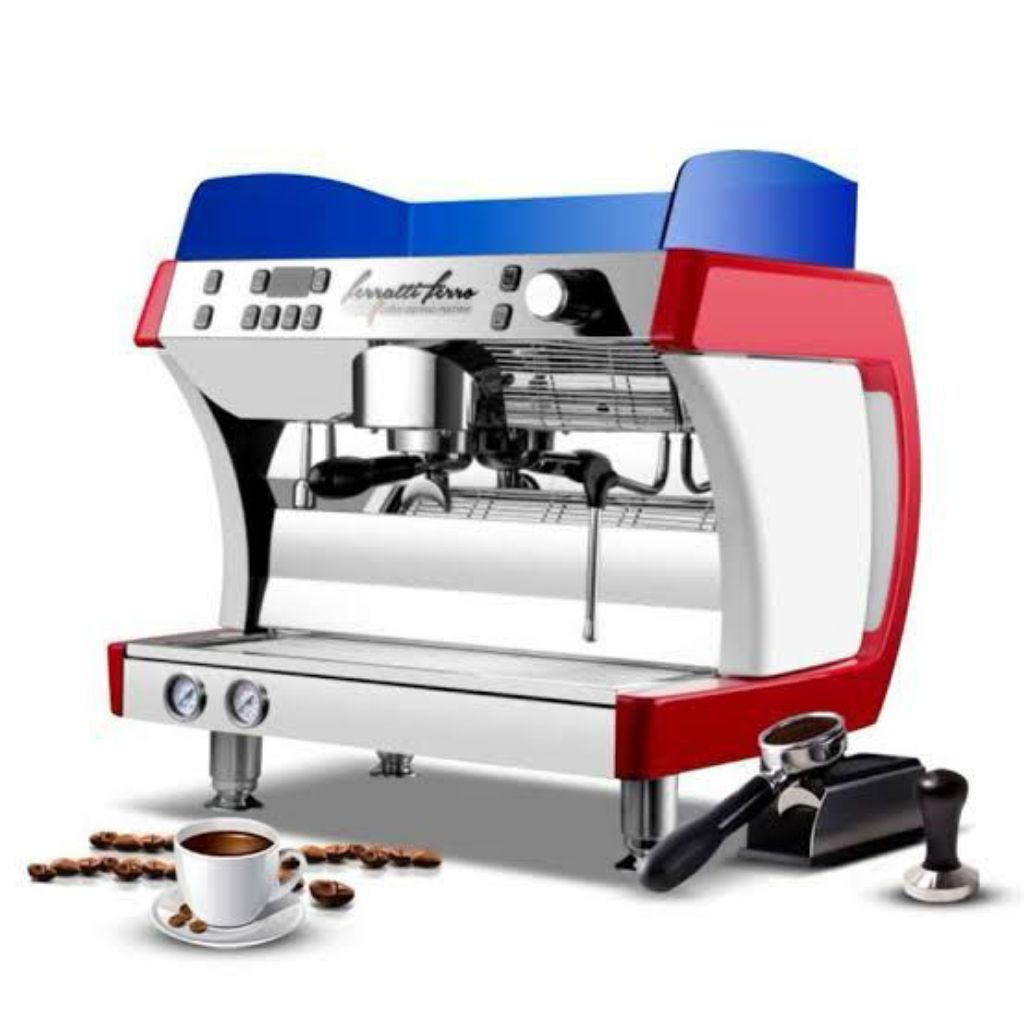blue red double group espresso machine