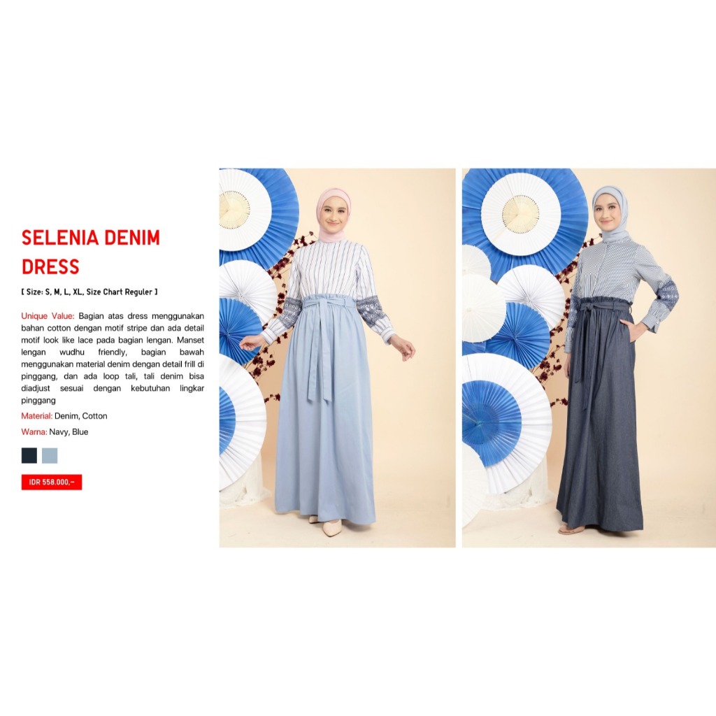 Zoya SELENA DENIM DRESS - Gamis Muslim Wanita - Pakaian - Baju Muslim Bahan Denim Cotton