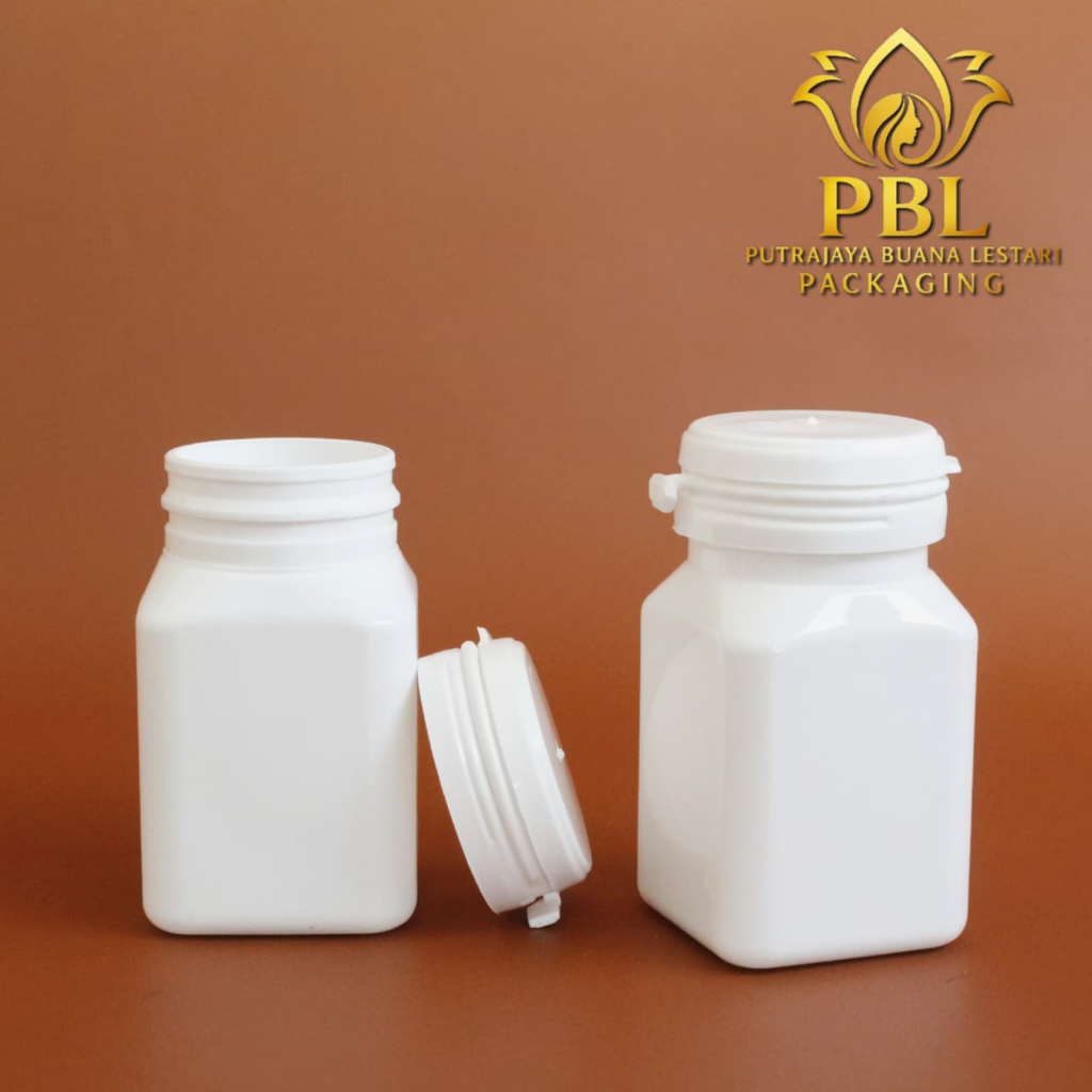 Botol Kapsul Kotak 30ml Putih / Botol Kapsul Isi 30 / Botol Kemasan Pil & Kapsul 30ml / Botol Plasti