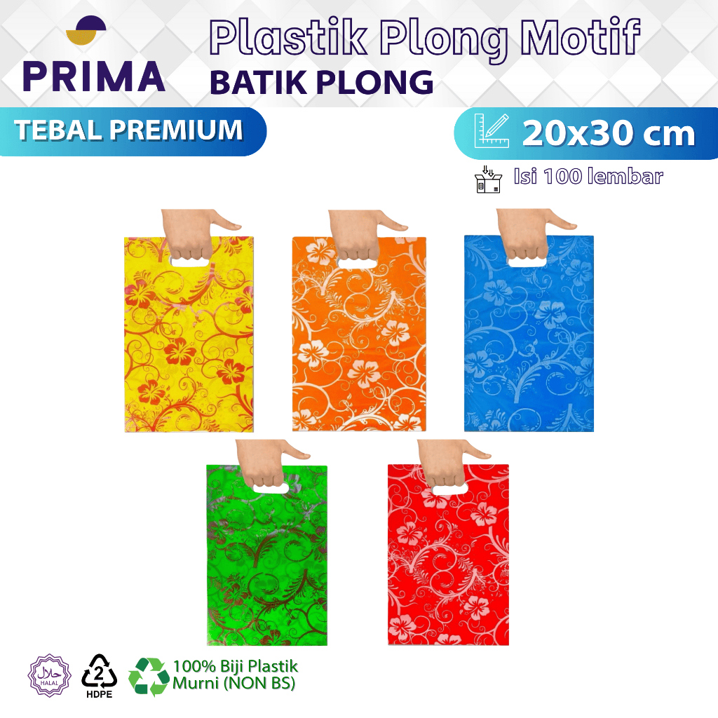 Kantong Plastik Plong Motif Batik 20x30 cm isi 100 pcs untuk Hidangan Sembako, Souvenir, Tas Belanja