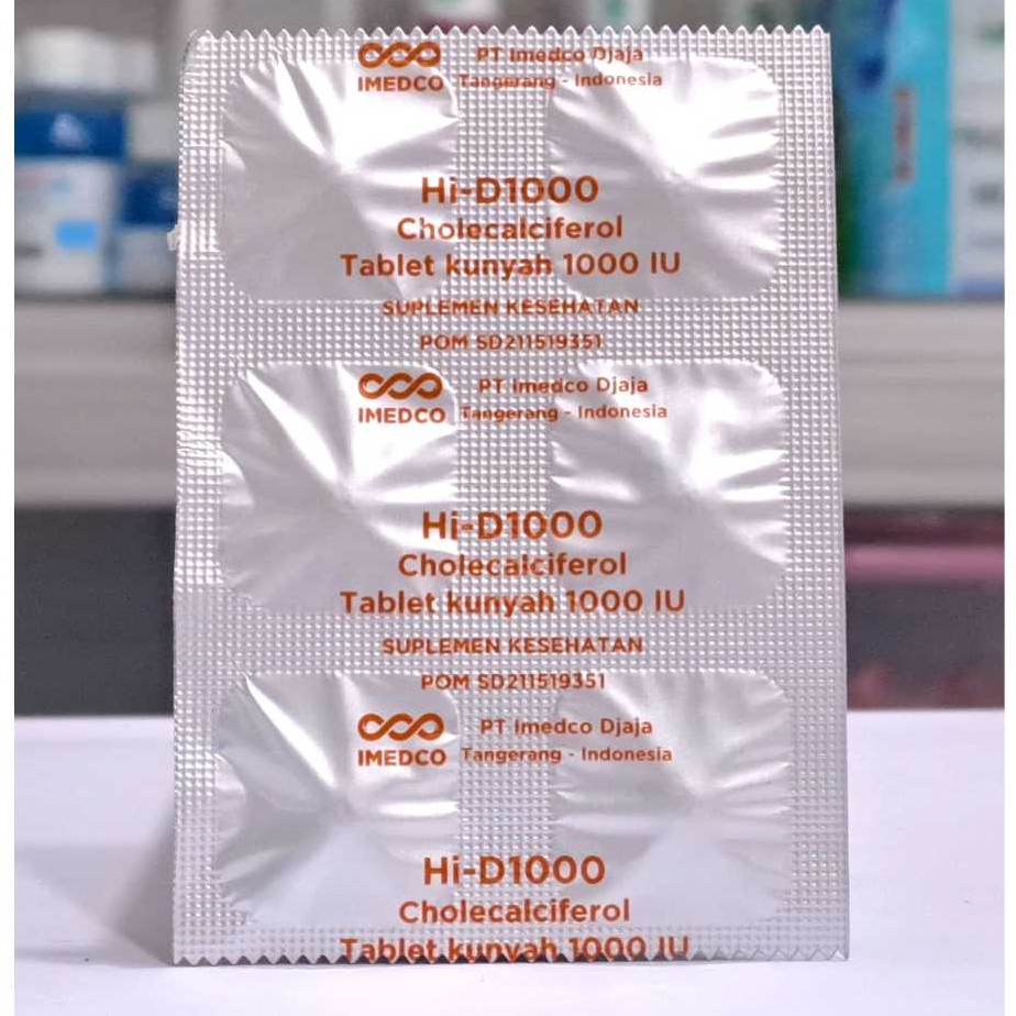 Hi-D1000 Cholecalciferol 𝟏 𝐒𝐓𝐑𝐈𝐏 𝐈𝐒𝐈 𝟔 𝐓𝐀𝐁𝐋𝐄𝐓 - Suplemen Meningkatkan Kadar Vitamin D