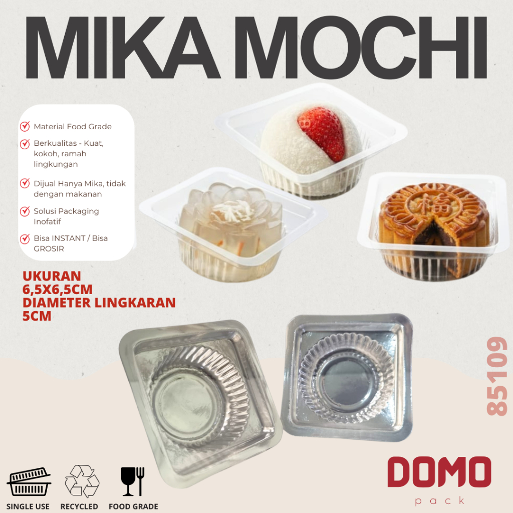 Tray Mika Mochi Single / Tray Mika Plastik Mooncake / Tray Mika Plastik Mochi Jelly 6,5x6,5cm