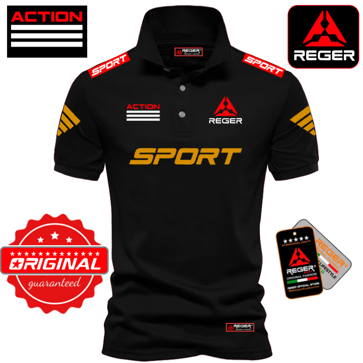 POLO TERBARU Polo T-shirt REGER ACTIN SPORT LESS LENGAN GOLD Polo T-shirt "  Premium  Short Sleeve B