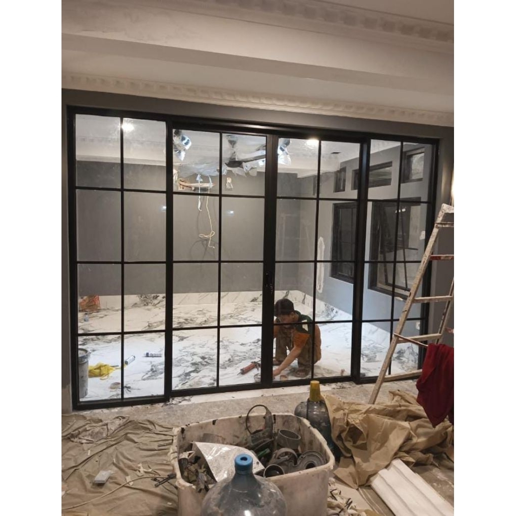 Pintu sliding Door + ornamen aluminium