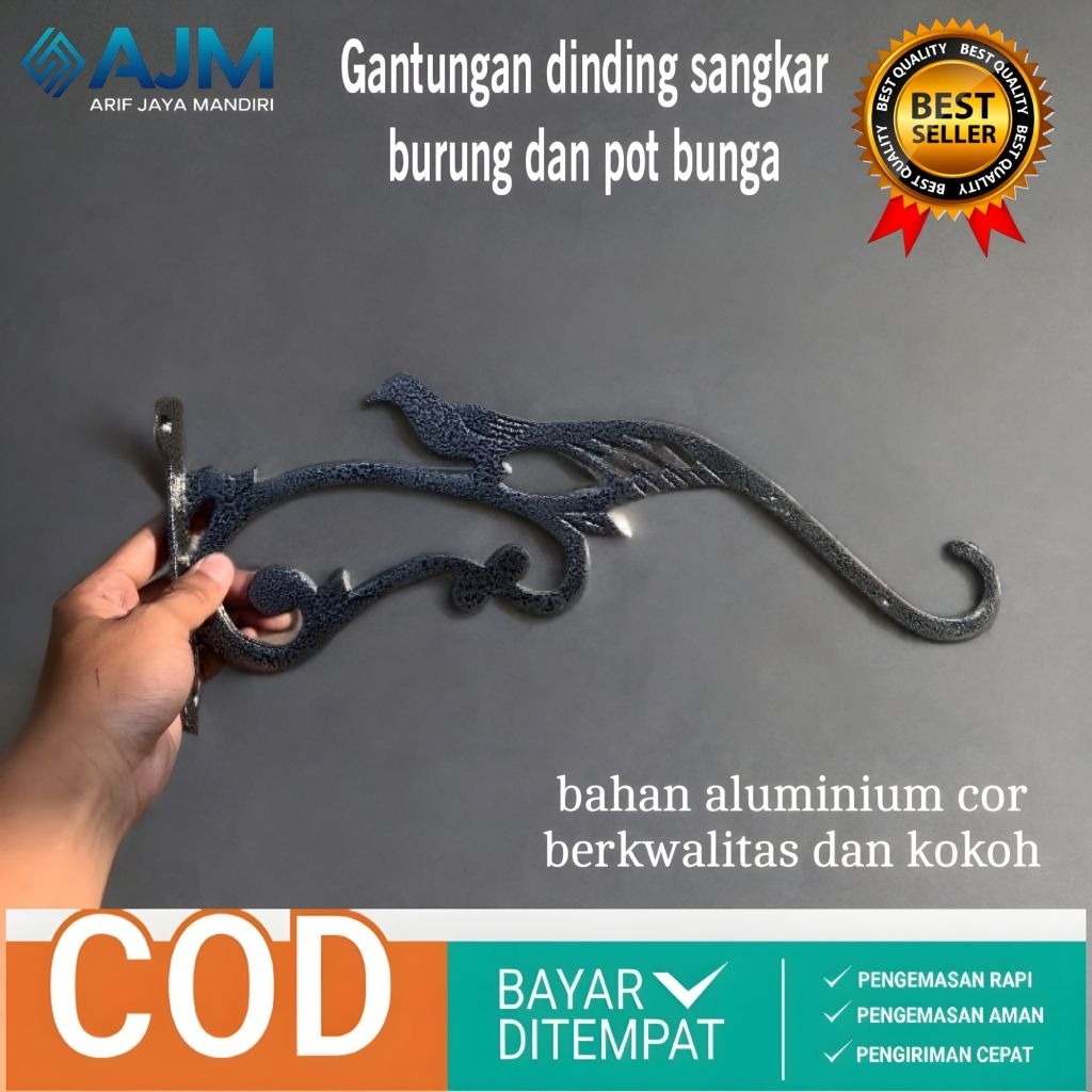 Gantungan Cantolan sangkar burung cantolan sangkar dinding atau tembok cantolan pot bunga aluminium 