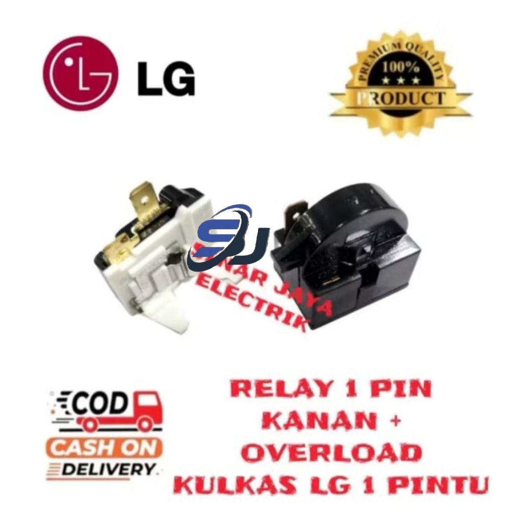 RELAY 1 PIN KANAN + PTC OVERLOAD KULKAS LG 1 PINTU / KULKAS 1 PINTU