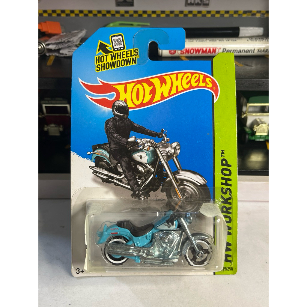 Hot Wheels Harley Davidson Fat Boy Biru