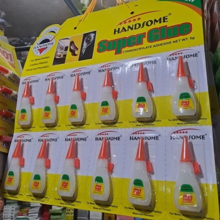 Ok bon lem super glue HANDSOME lem cina lem korea power glue isi.12 pcs