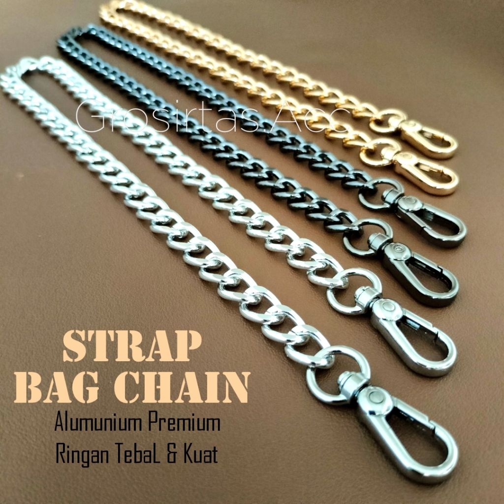 Chain Tali rantai Tas Alumunium Besar Kaitan Lumba Tebal Kuat Ringan untuk tas Wanita Bahu selempang
