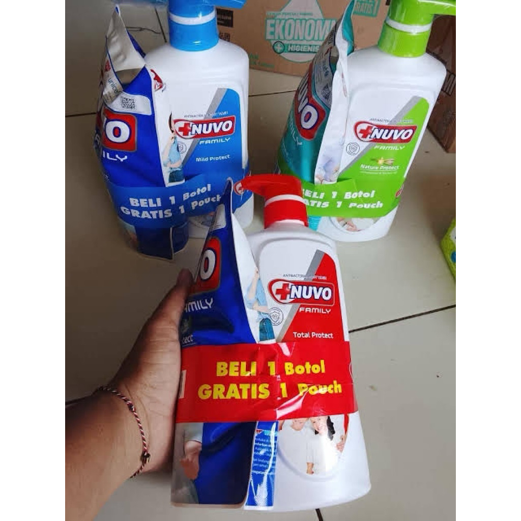 PROMO NUVO SABUN MANDI CAIR 550ML BOTOL GRATIS SABUN NUVO REFFIL 400ML