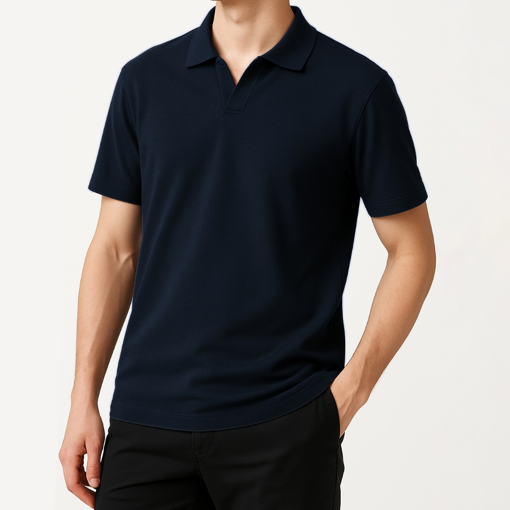 Polo Pria Tanpa Kancing - Kaos Kerah Premium Polos Casual Slim Fit