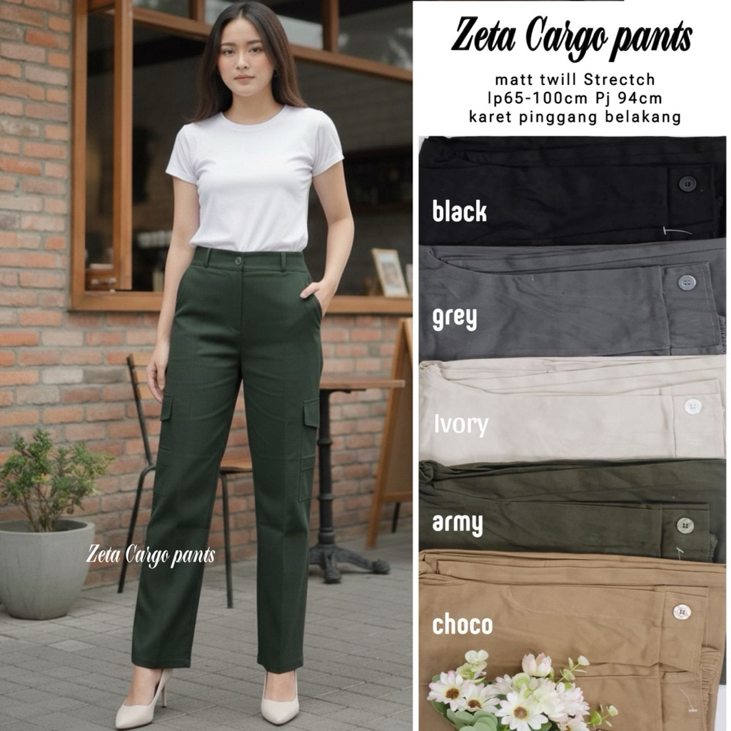COD= NO CANCEL• Zeta Cargo Pants• Celana Kargo Polos