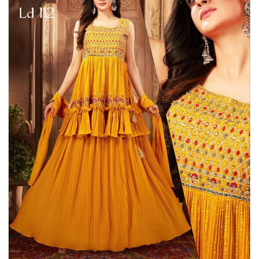 Lehenga Rompi Baju Pesta Pernikahan Warna Hijau Sage Wardah Siap Pakai Lengan Panjang India Pakistan