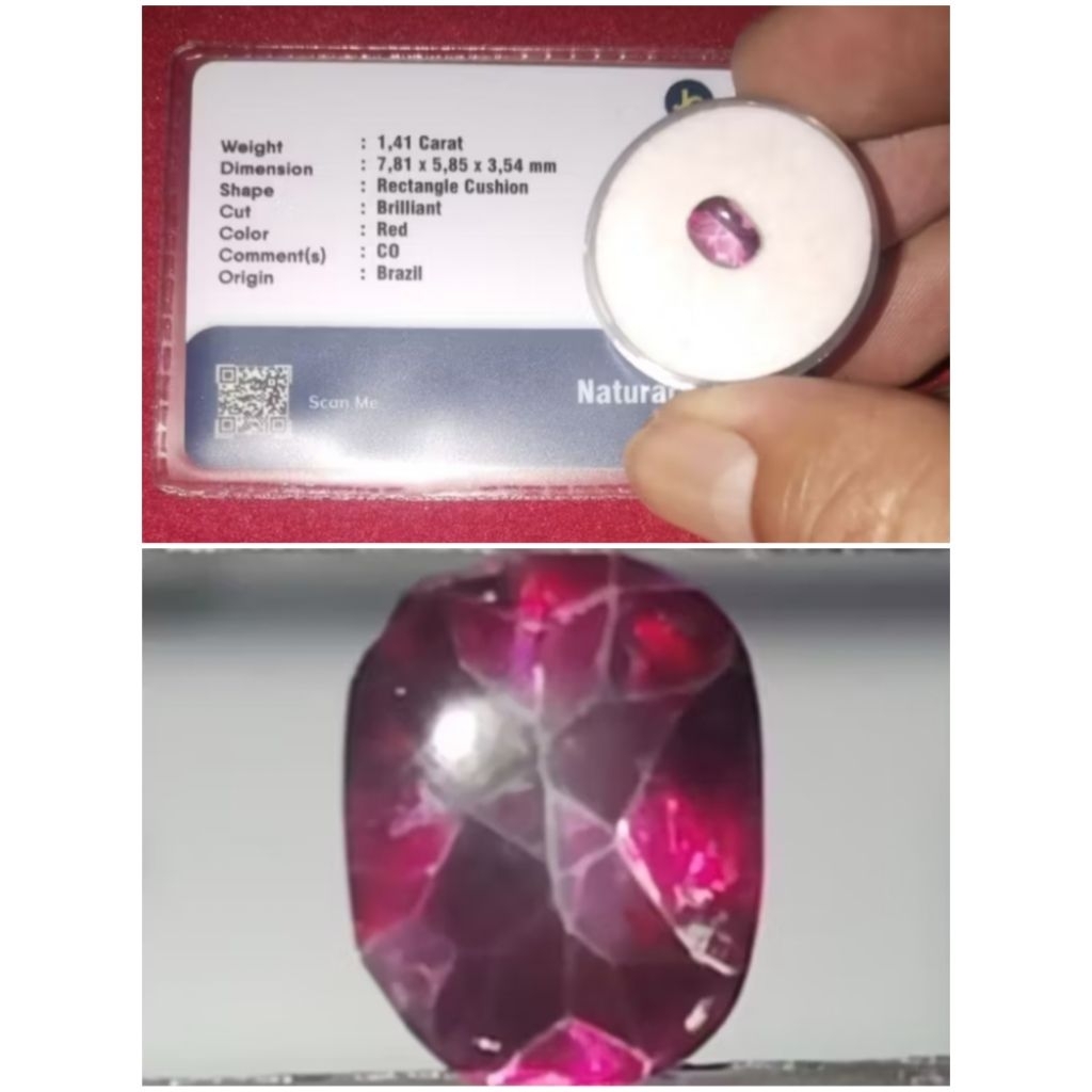 Natural Red Topaz + Memo, Kode A31