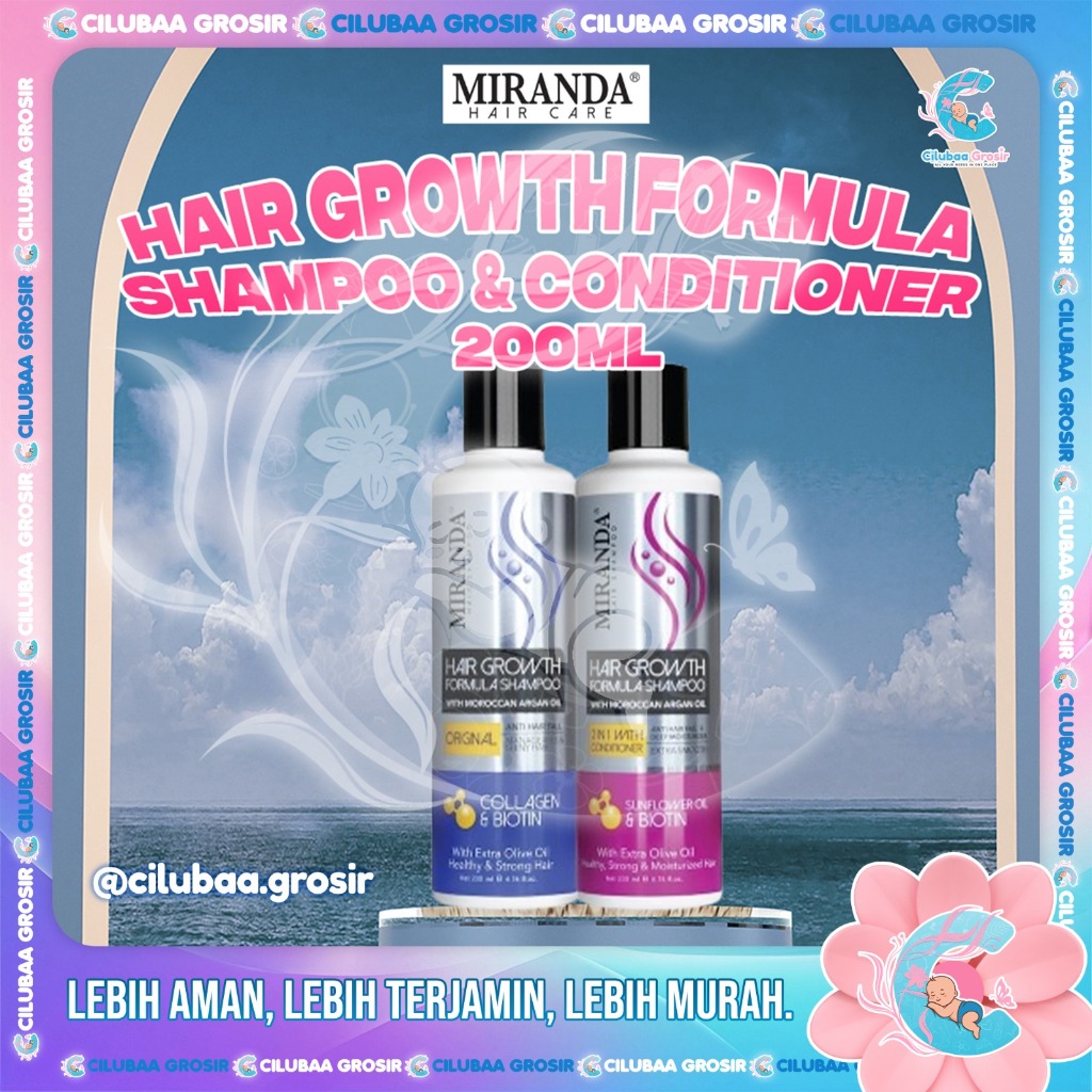 MIRANDA Hair Growth Biotin Shampoo Series 200mL || Sunflower Oil || Collagen || Shampoo Merawat Ramb