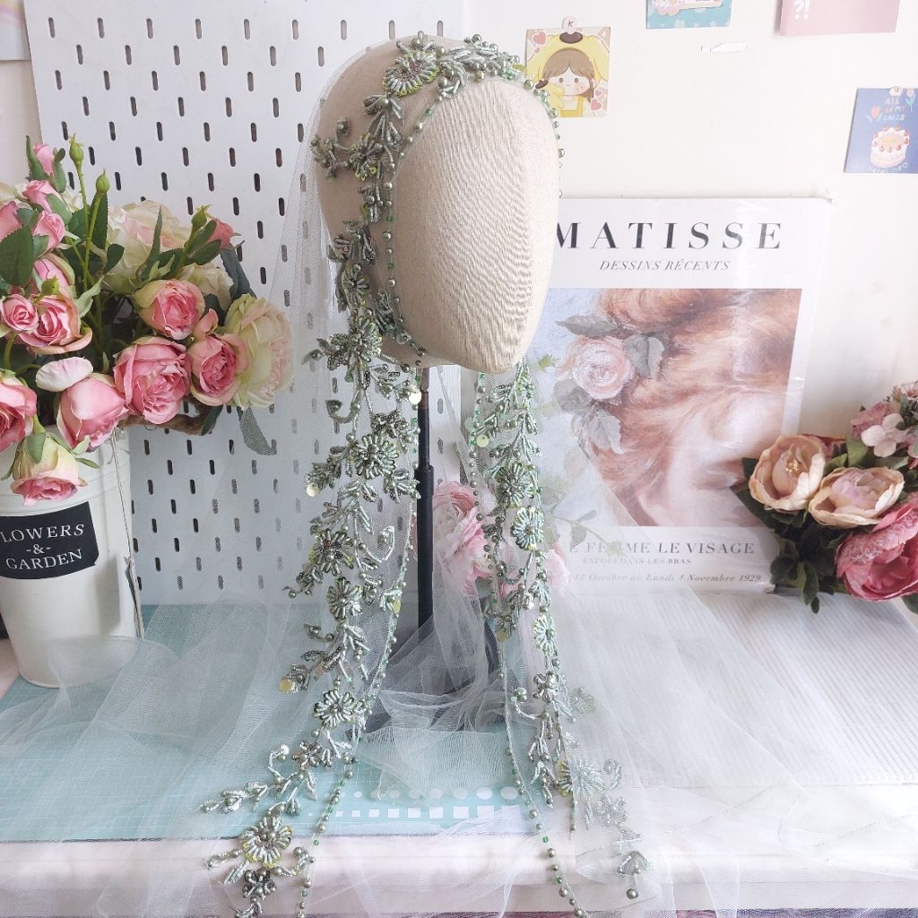 11H {Handmadebychindy} Veil brokat/ Slayer wedding/ Aksesoris pengantin/ Headpiece wire