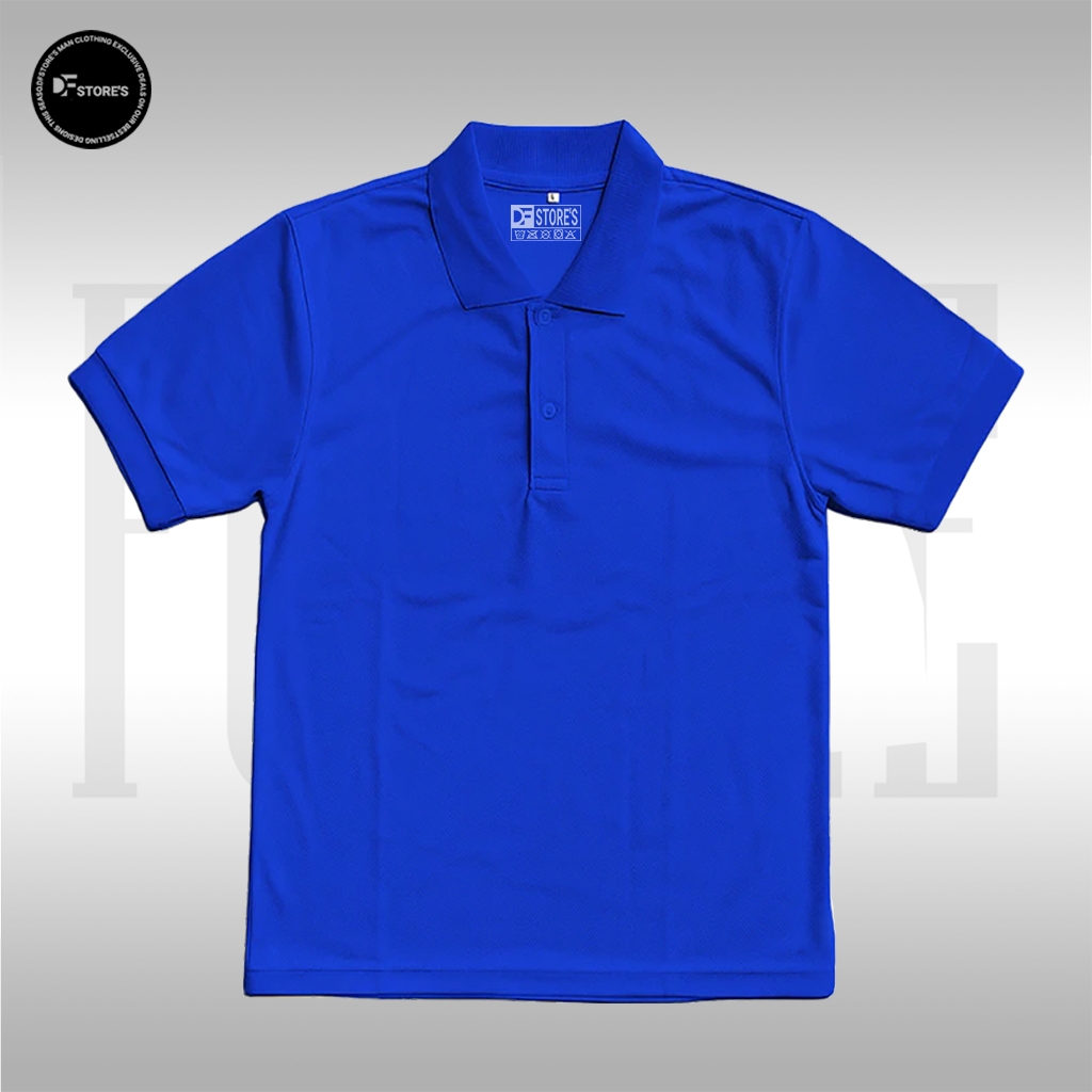 DFstore's Kaos Polo Lengan Pendek Polos Terkeren Pria & Wanita Baju Kerah - Biru Benhur