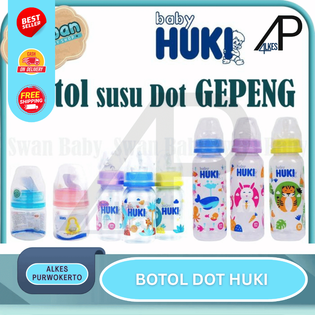 Huki Botol Susu Bayi Dot Gepeng 60ml - Botol Susu Bayi Huki Dot Gepeng 60ml Terbaik untuk Bayi Anda