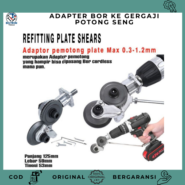 Adapter Bor Ke Gergaji Potong Seng Plat Metal Kepala Ganda multifungsi