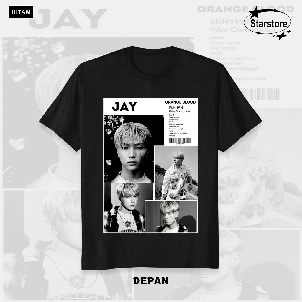 Baju Kaos Tshirt En Initial " JAY V1 " Sunghoon Sunoo Jungwon Niki Heeseung Jake ENHYPEN Kaos Wanita