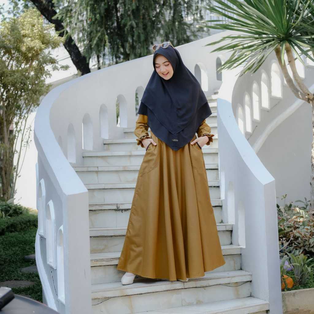 Set Gamis Syari Murah Fatimah Series Dewasa by Afsheen (Mustard)