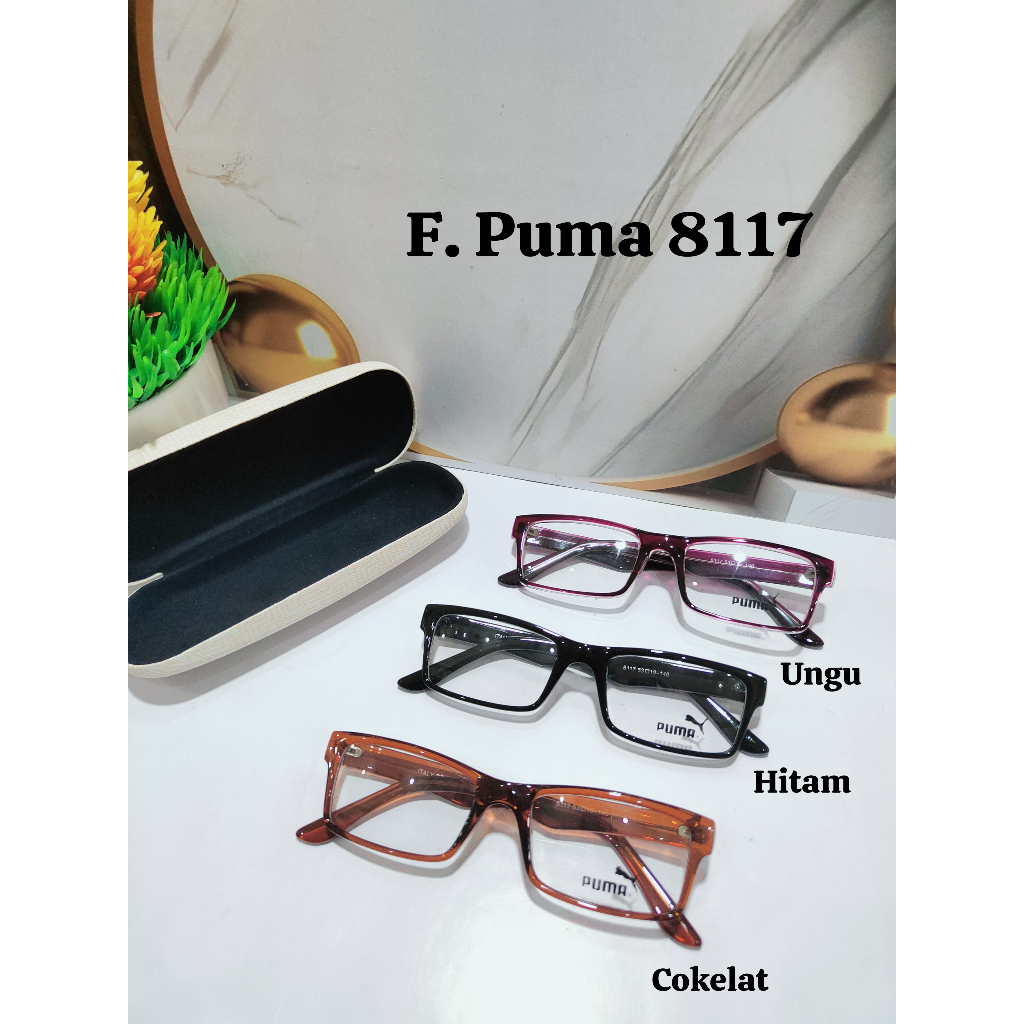 OptikTerang - Kacamata Frame Puma 8117 Bluechromic Bluray Minus Fotokromik CRMC All Size Wanita
