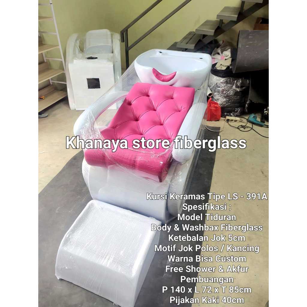 Washbak keramas putih pink panta_Kursi keramas fiber_Kursi salon keramas fiber_Keramas tipe tiduran