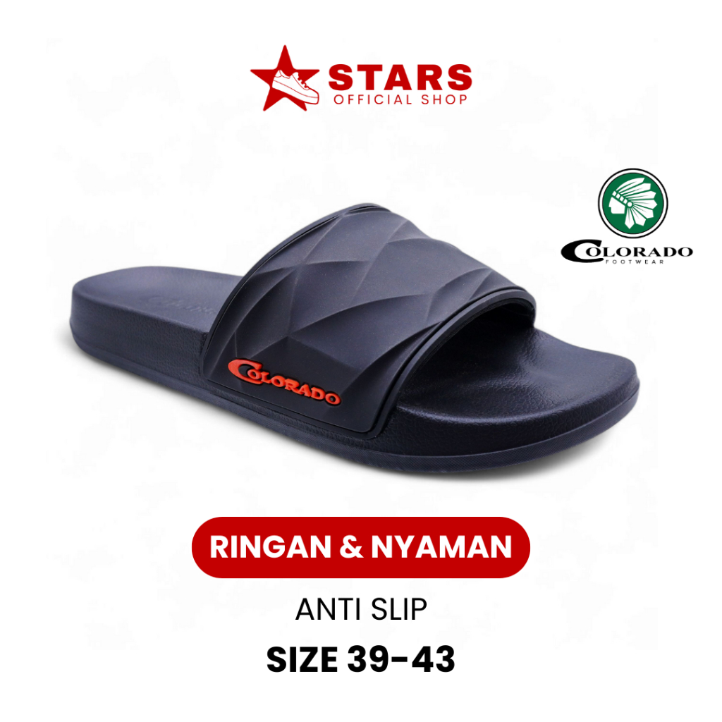 Sandal Selop Pria Dewasa - Nyaman, Awet dan Stylish - Barnet Colorado Diego Black Size 39 - 43