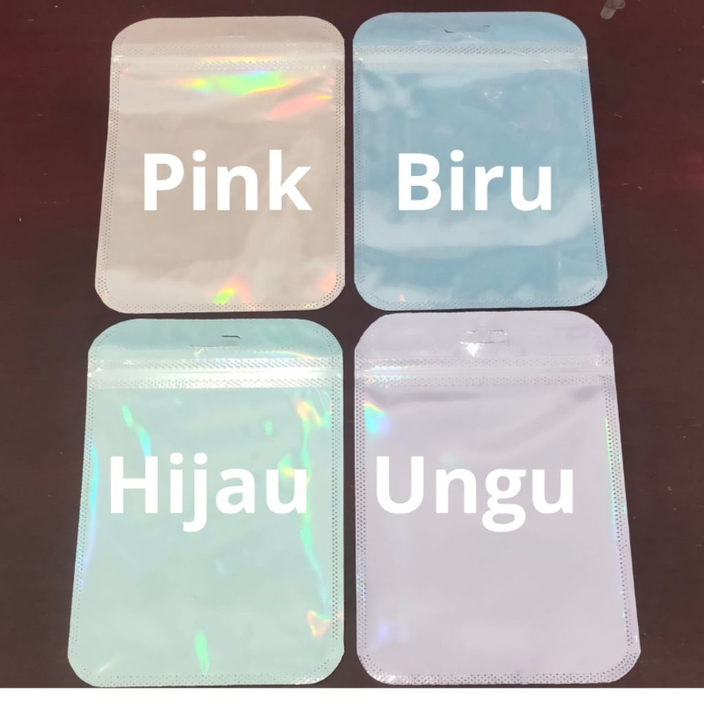 10 Pcs Ziplock Hologram ll Plastik Ziplock Shimmer Hologram
